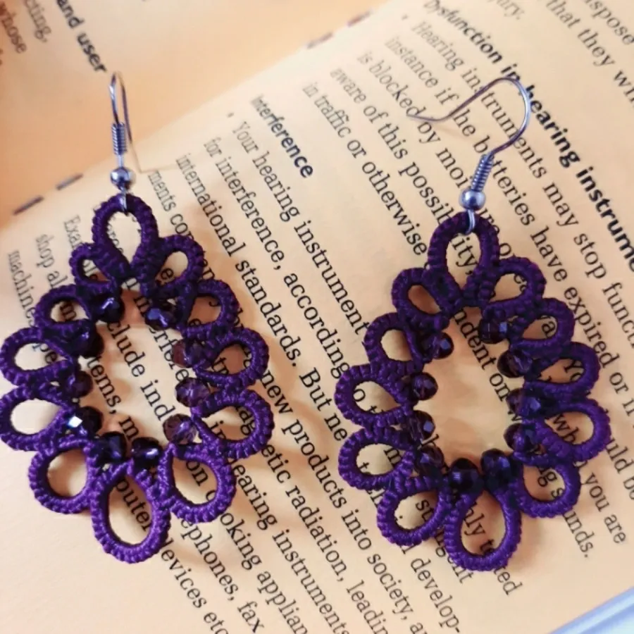 گوشواره دستبافت گیپوربافی