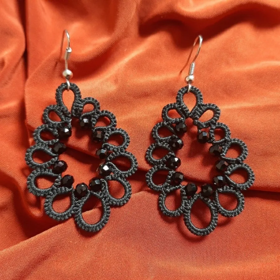 گوشواره دستبافت گیپوربافی