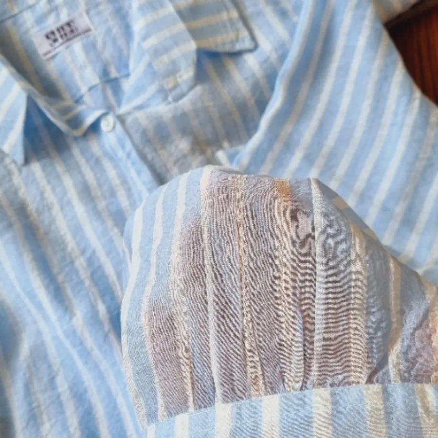 شومیز حریر آبی راه راه