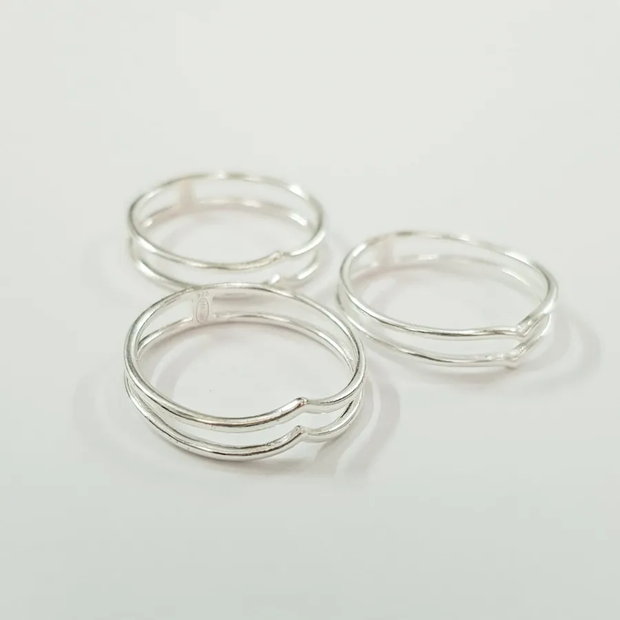 انگشتر دو ردیفه نقره 925