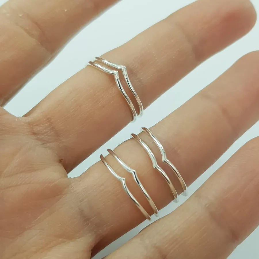 انگشتر دو ردیفه نقره 925