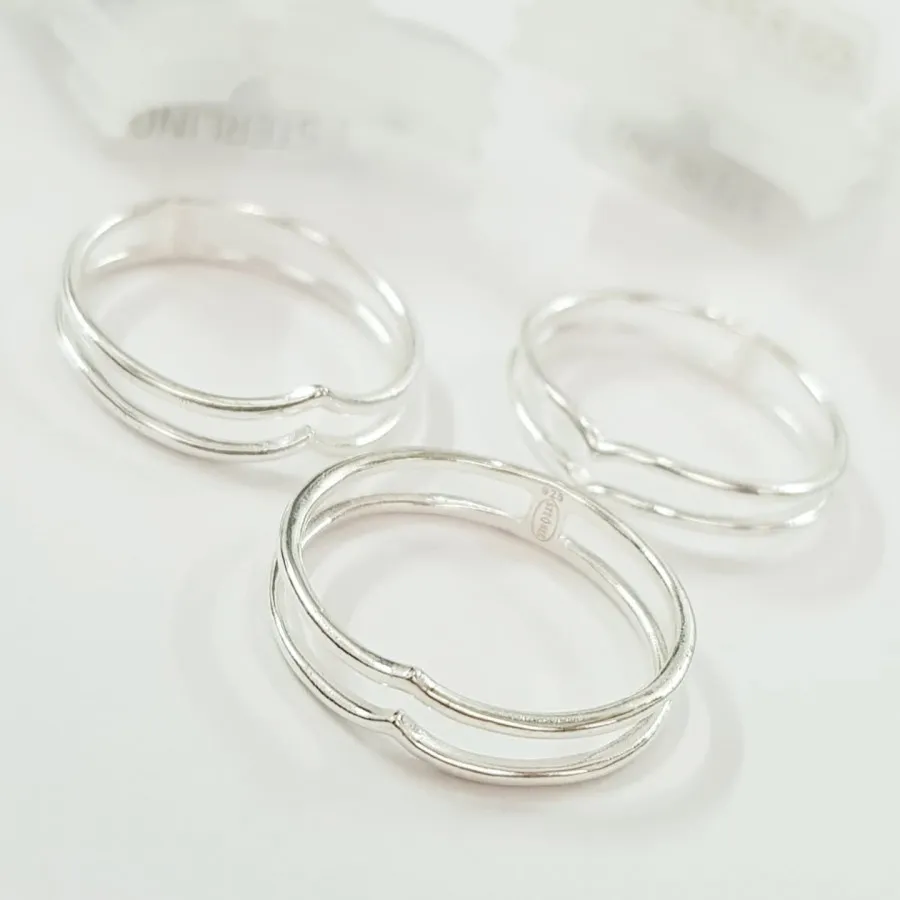 انگشتر دو ردیفه نقره 925