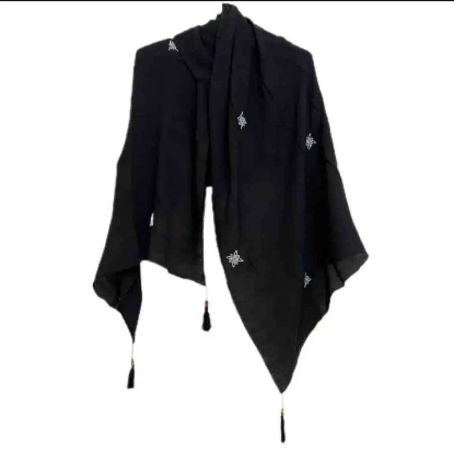 شال مشکی پلنگی و خامه دوز