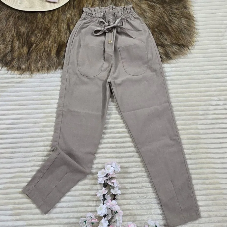 شلوار  کتان مام فیت