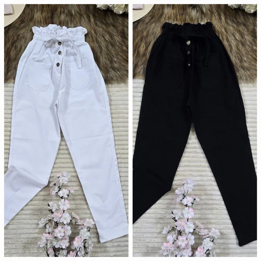 شلوار  کتان مام فیت