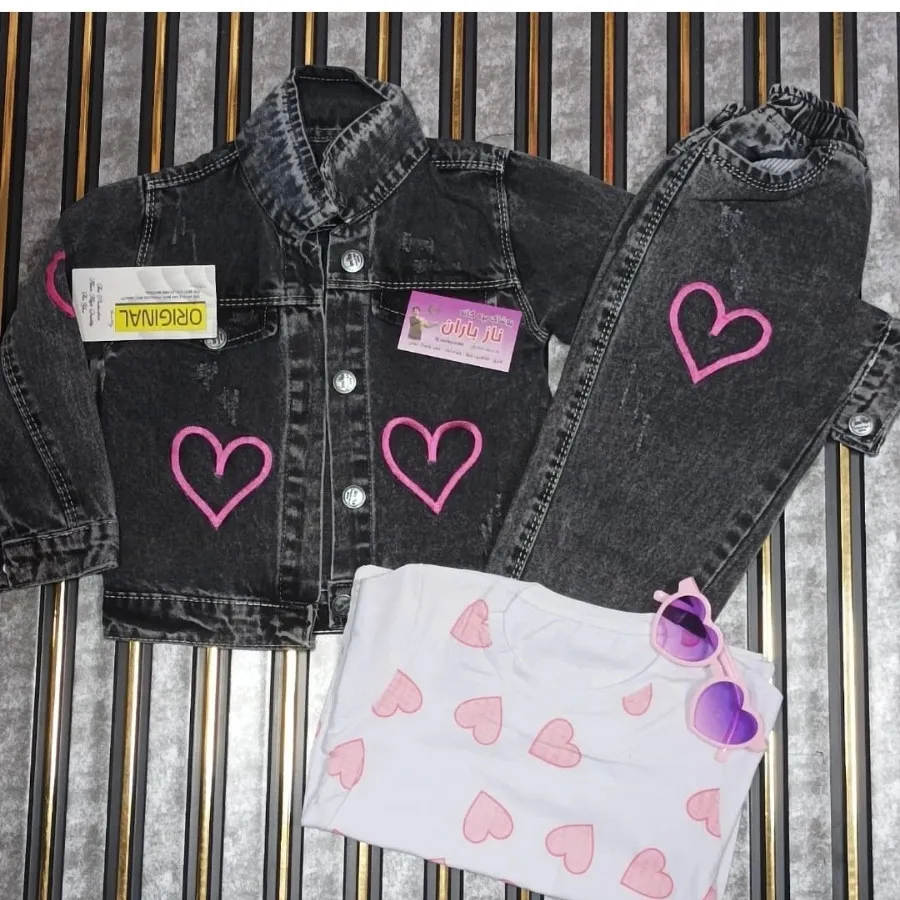 ست 3 تیکه جین دخترانه