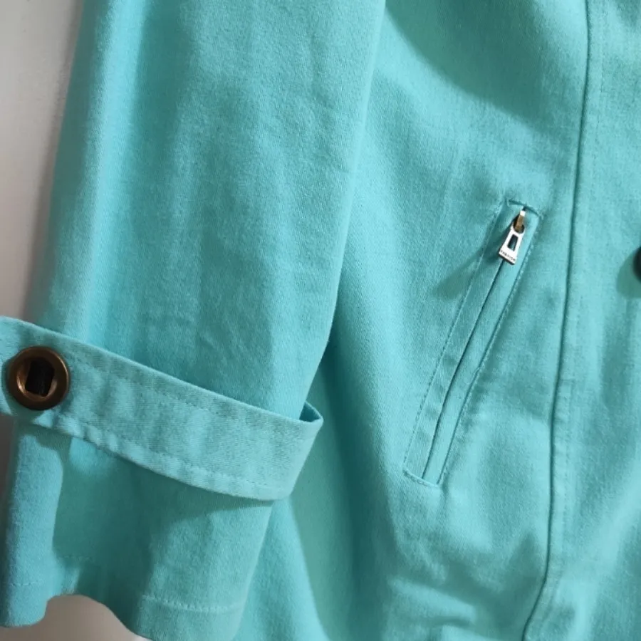 مانتو پاییزی فیروزه ای