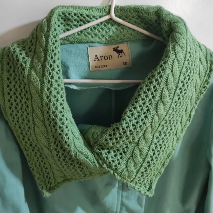 مانتو پاییزی یقه بافت