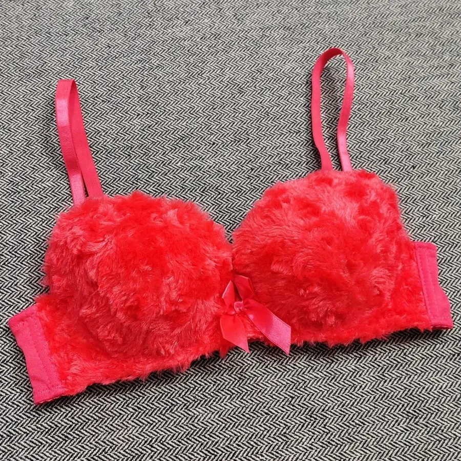 سوتین خز قرمز گوجه ای