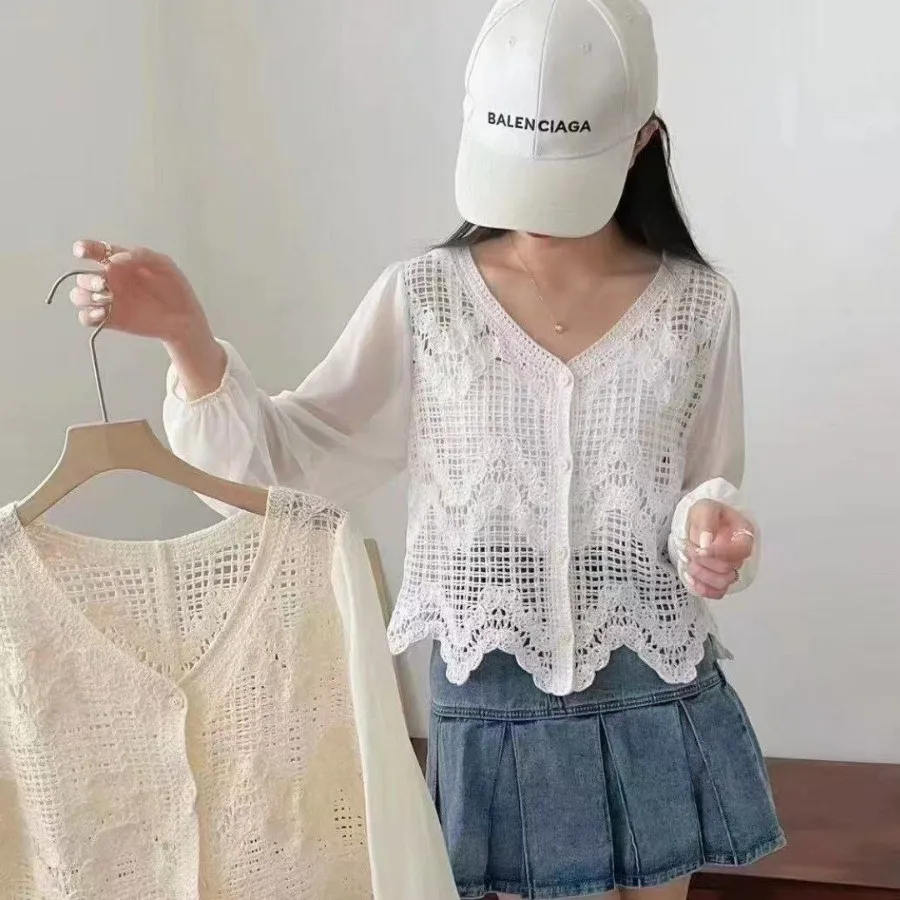 کراپ قلاب دوزی آستین حریر