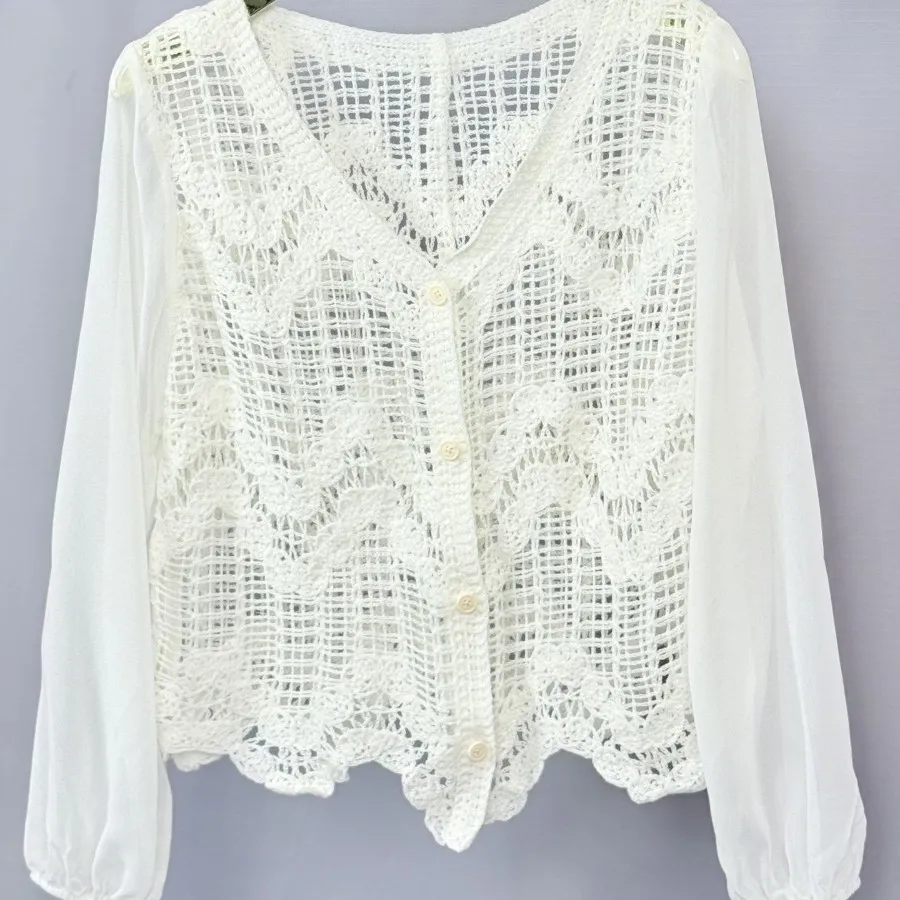 کراپ قلاب دوزی آستین حریر