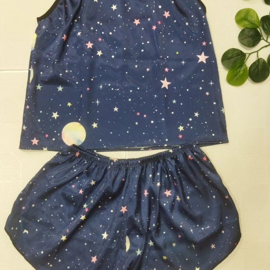 ست تاپ شورتک ساتن زنانه