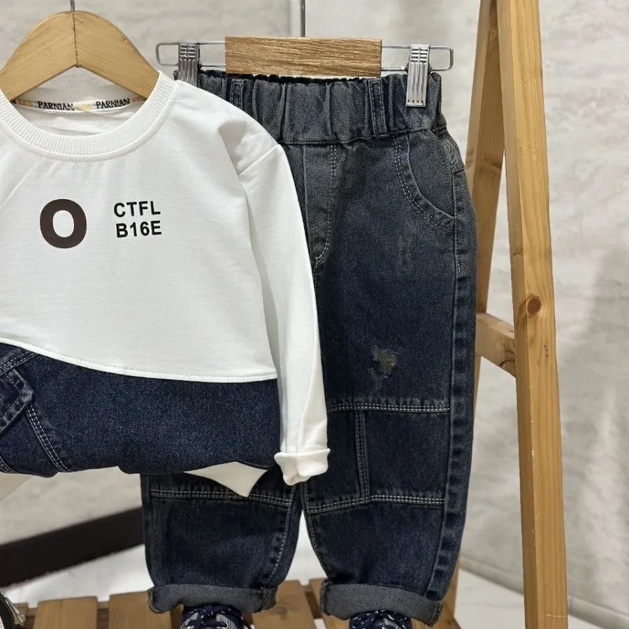 ست بلوز شلوار جین پسرونه