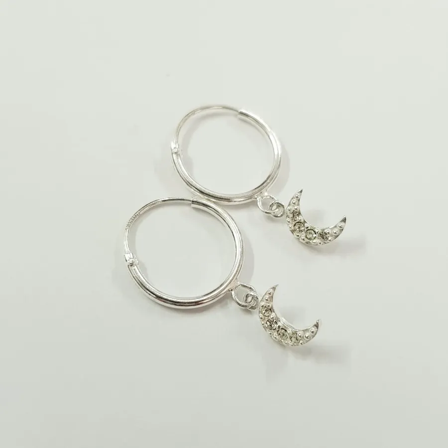 گوشواره نقره 925 آویز ماه