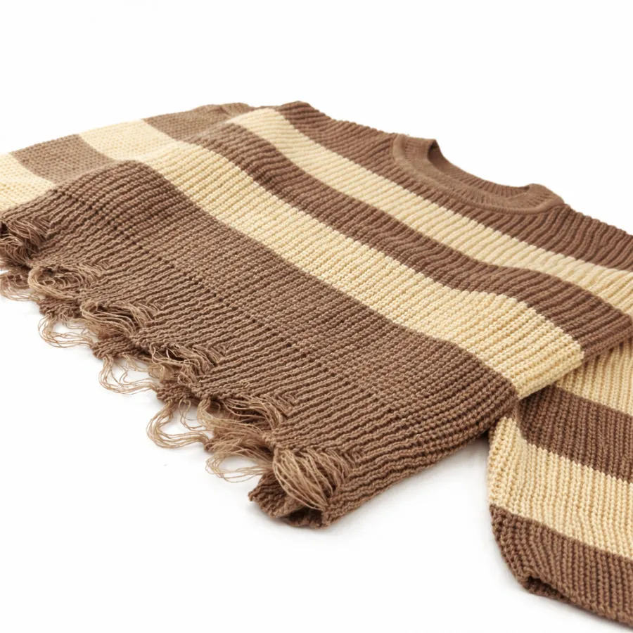 بافت زنانه قهوه ای کرم