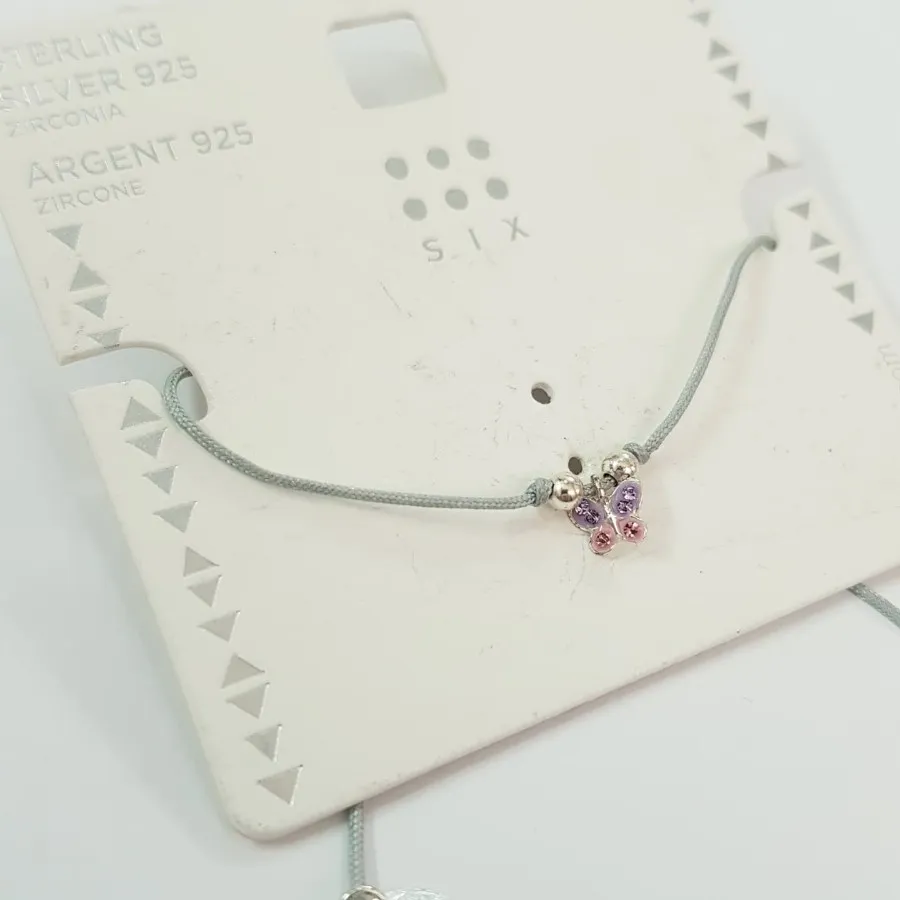 دستبند پلاک پروانه نقره