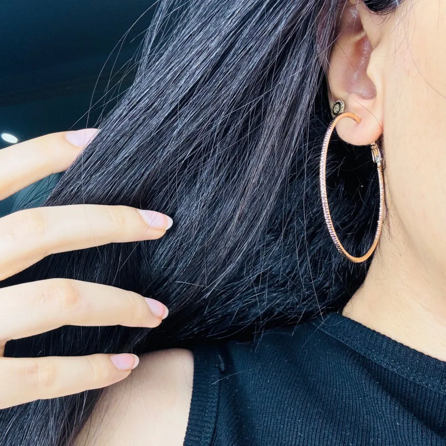 گوشواره حلقه ای رزگلد