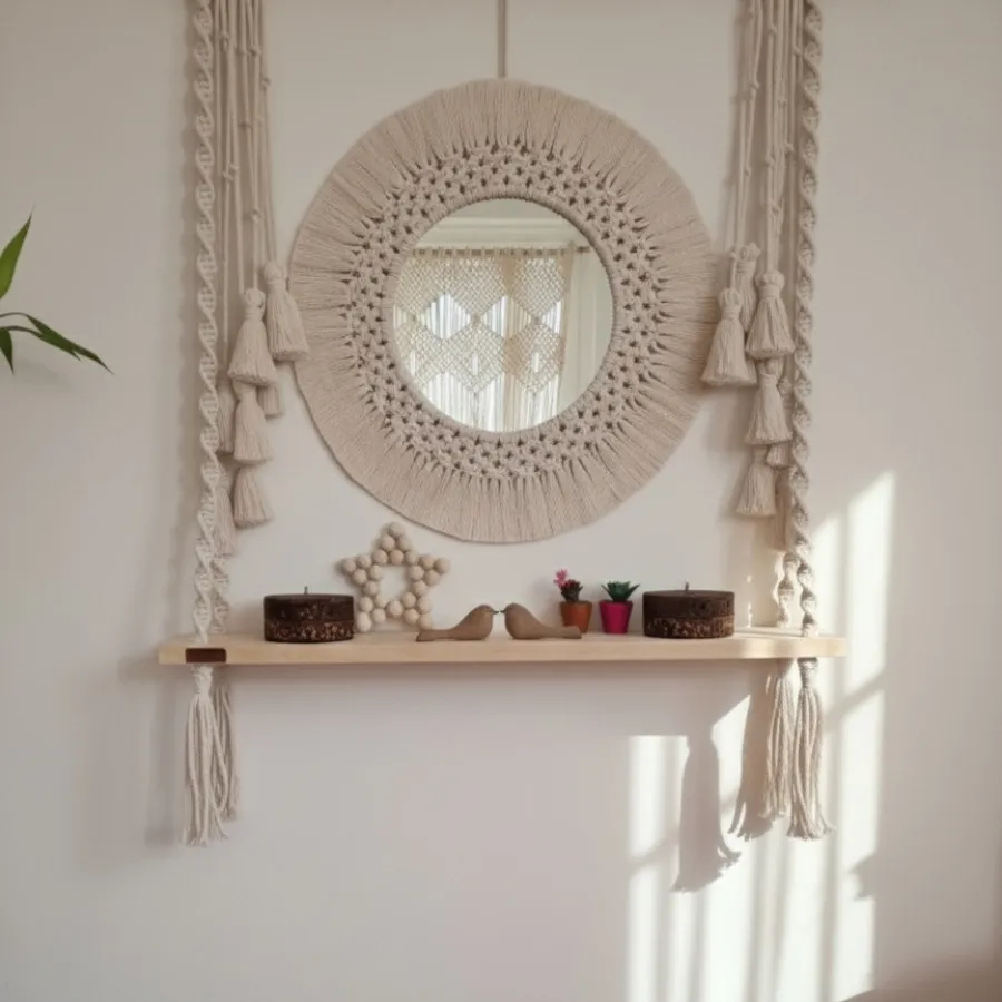 آینه و شلف مکرومه بافی