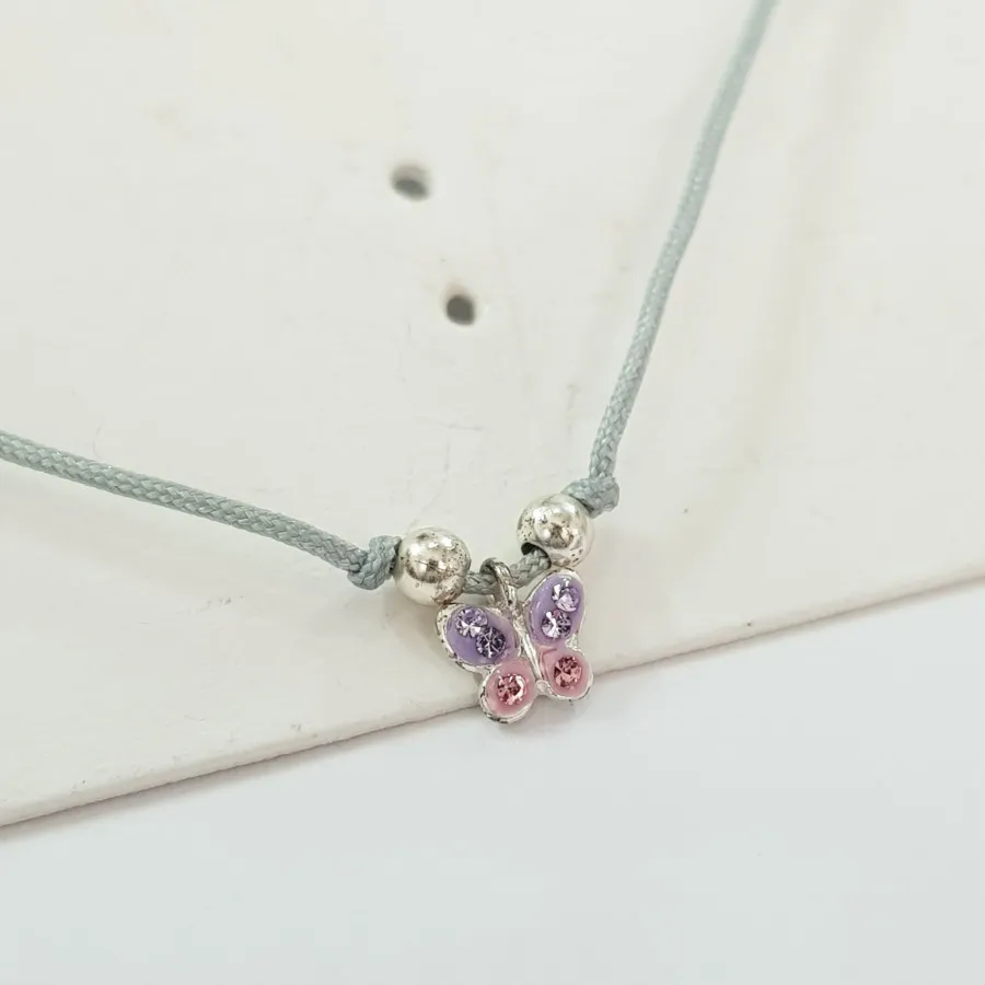 دستبند پلاک پروانه نقره