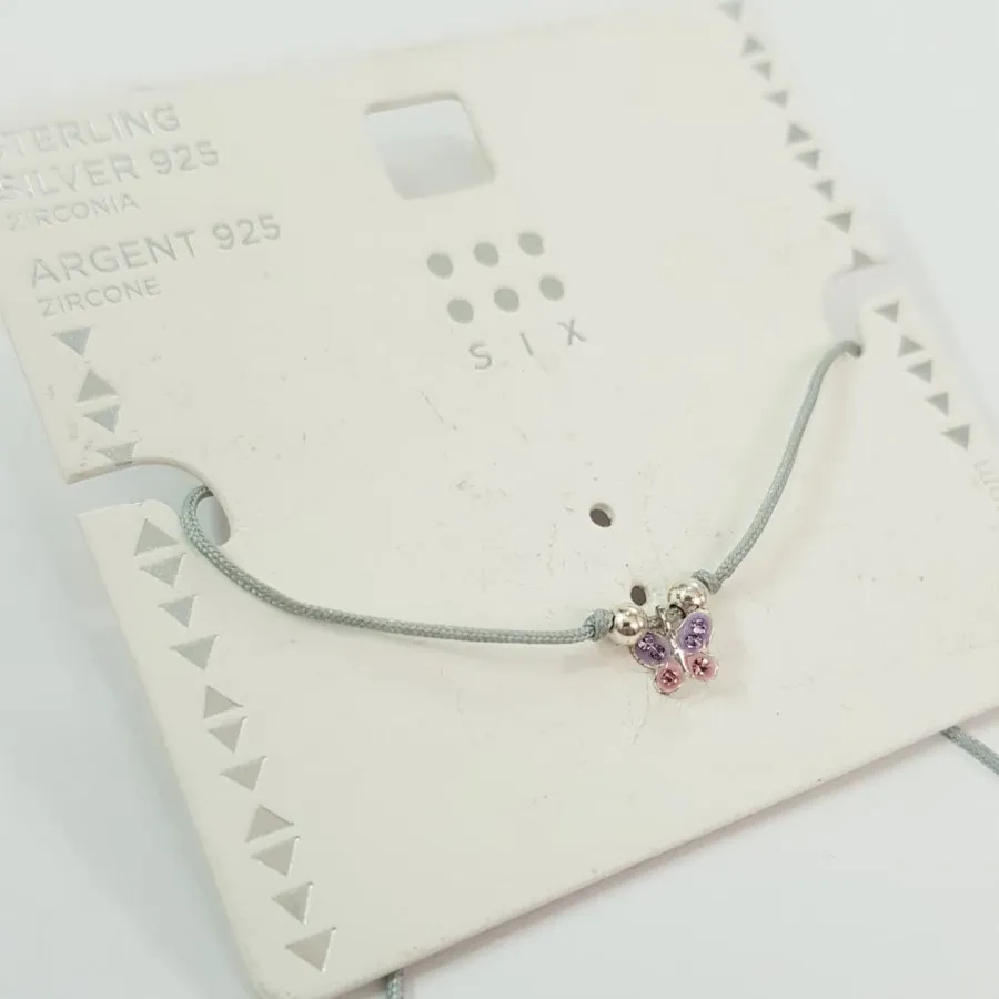 دستبند پلاک پروانه نقره