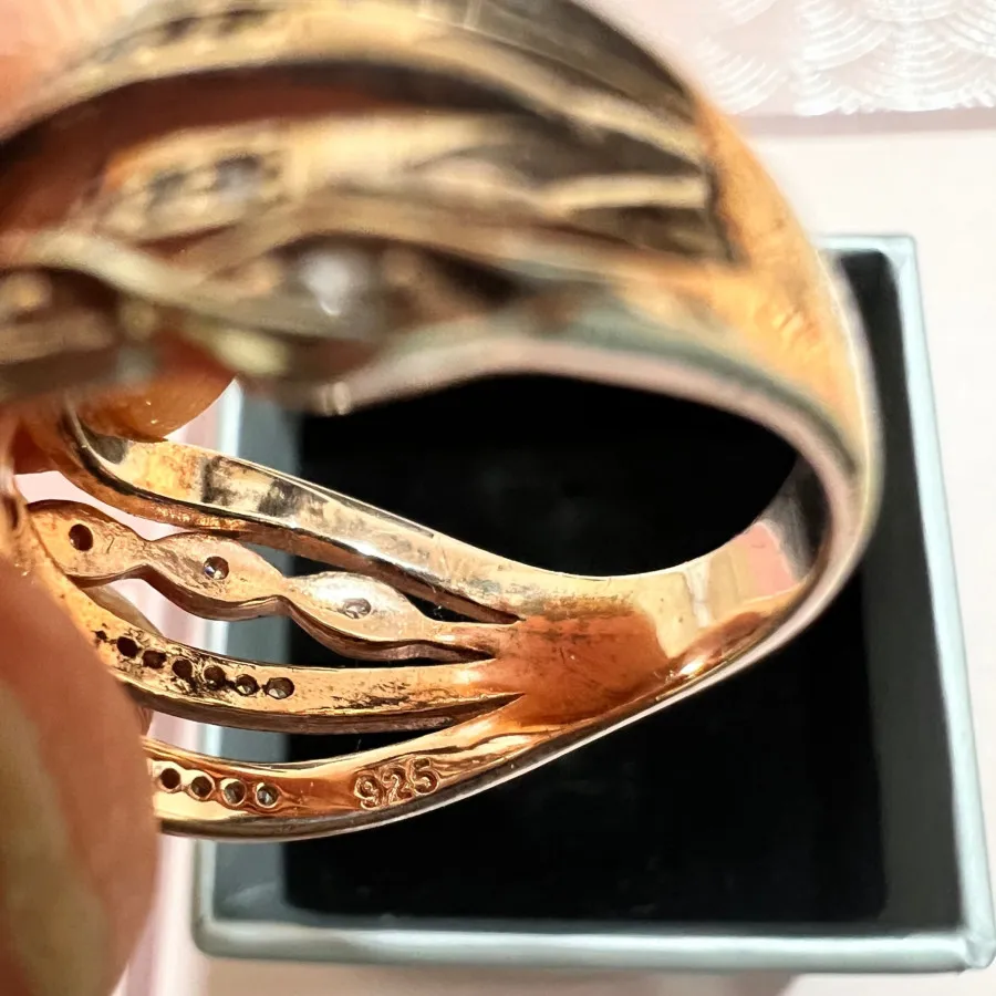 انگشتر نقره ابکاری رز گلد