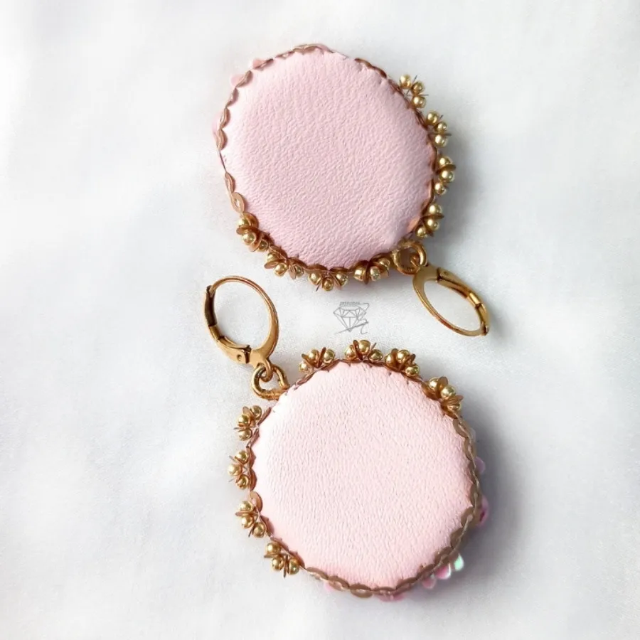 گوشواره جواهردوزی صورتی