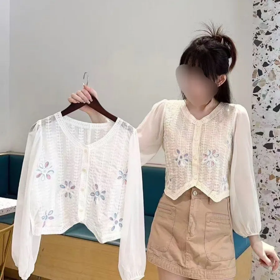 کراپ قلاب بافی آستین حریر