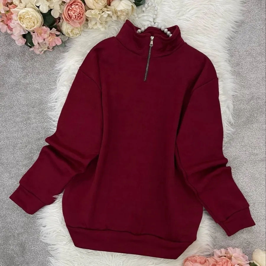 هودی نیم زیپ ساده