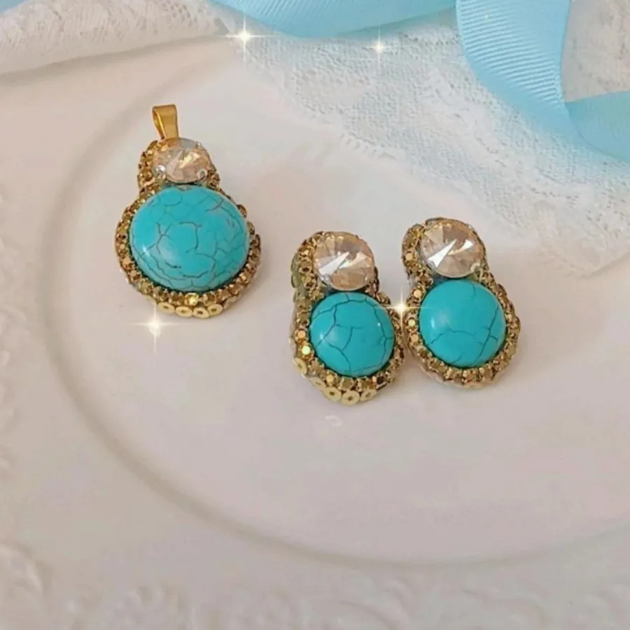 نیمست فیروزه ای دست دوز