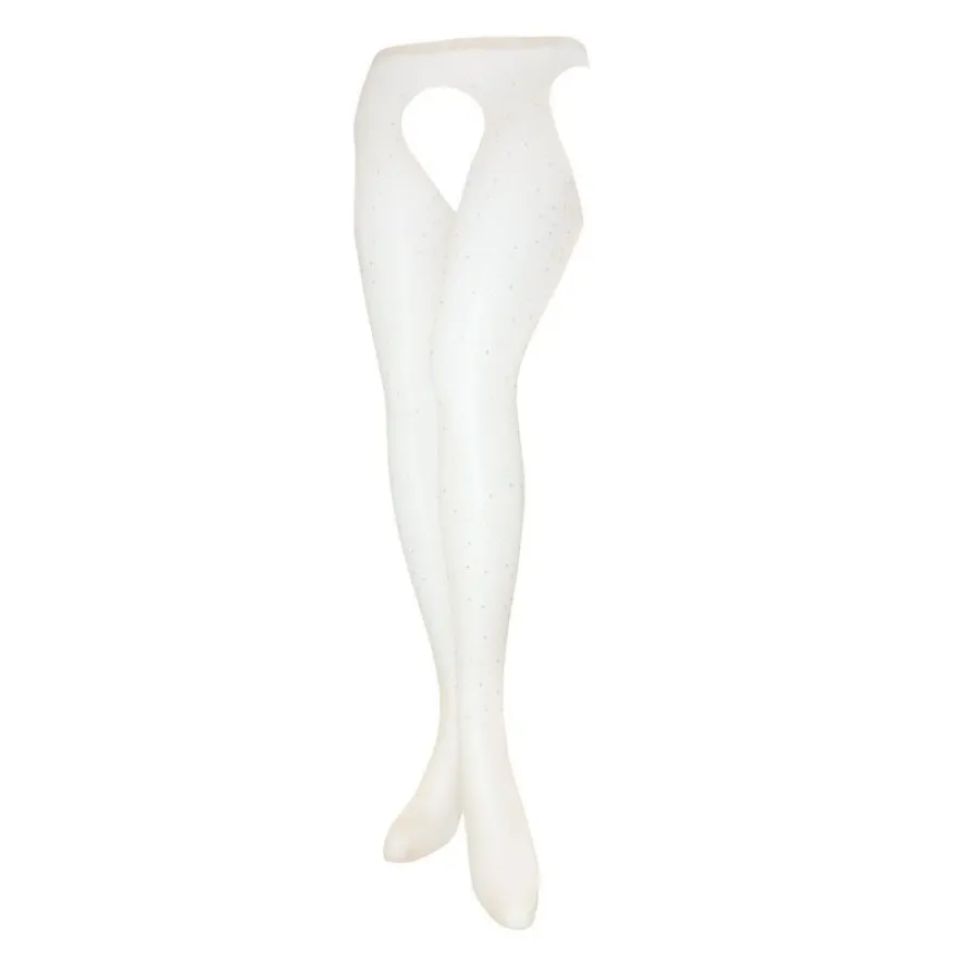 جوراب شلواری سفید نگیندار