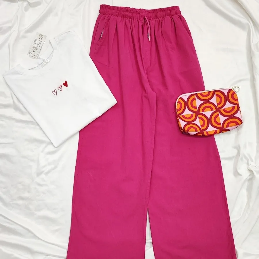 شلوار لینن سرخابی