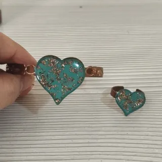 انگشتر و دستبند مسی آبی