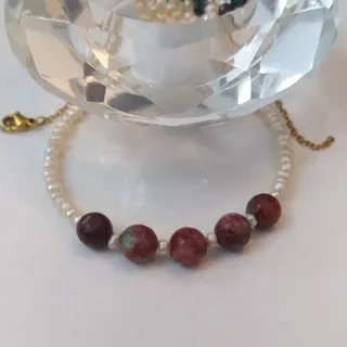 دستبند مروارید و سنگ اصل