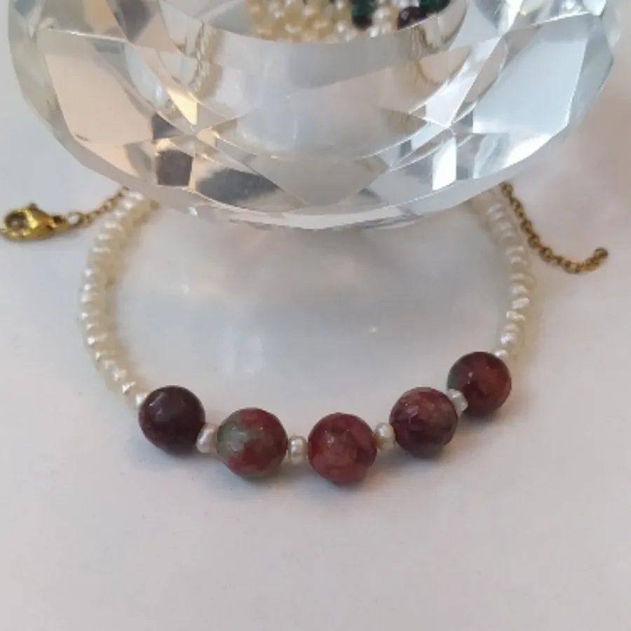 دستبند مروارید و سنگ اصل