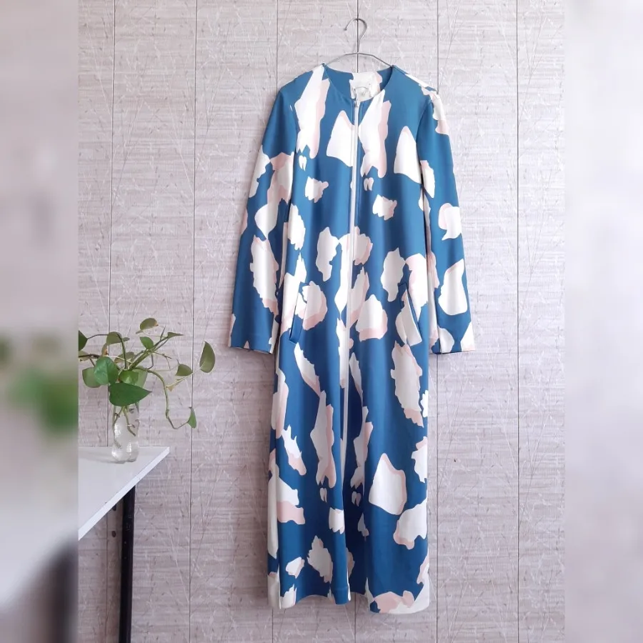 مانتو آبی سفید صورتی