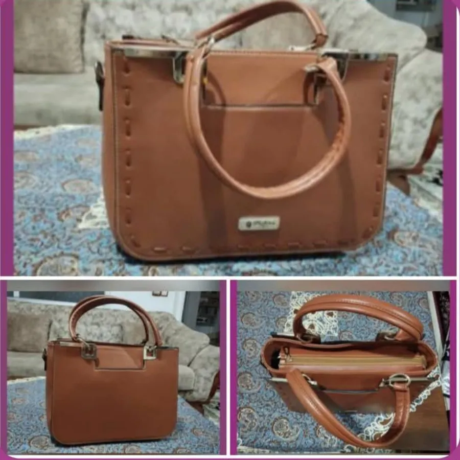 کیف چرم عسلی مجلسی