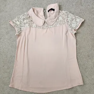 بلوز صورتی یقه گیپور