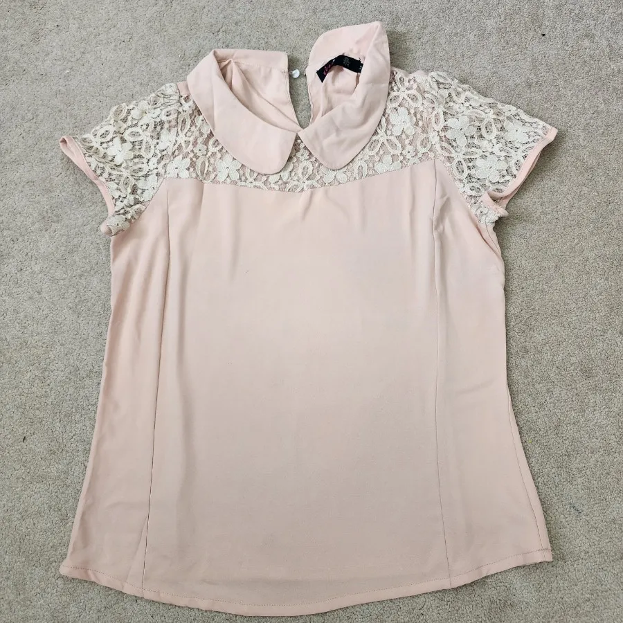 بلوز صورتی یقه گیپور