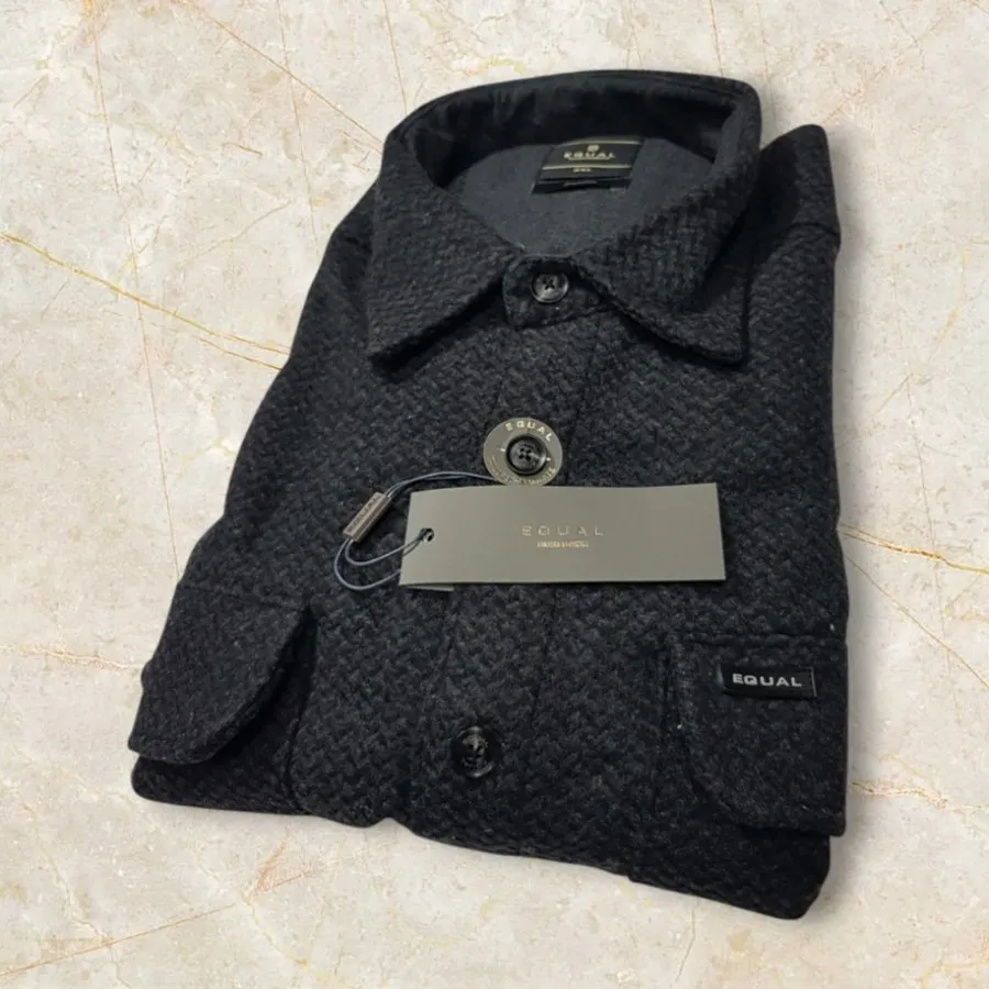 پیراهن پشمی دو جیب زغالی