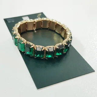 دستبند طلایی کریستال سبز