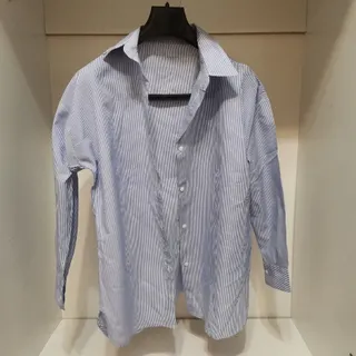 شومیز آبی راه راه بدون جی