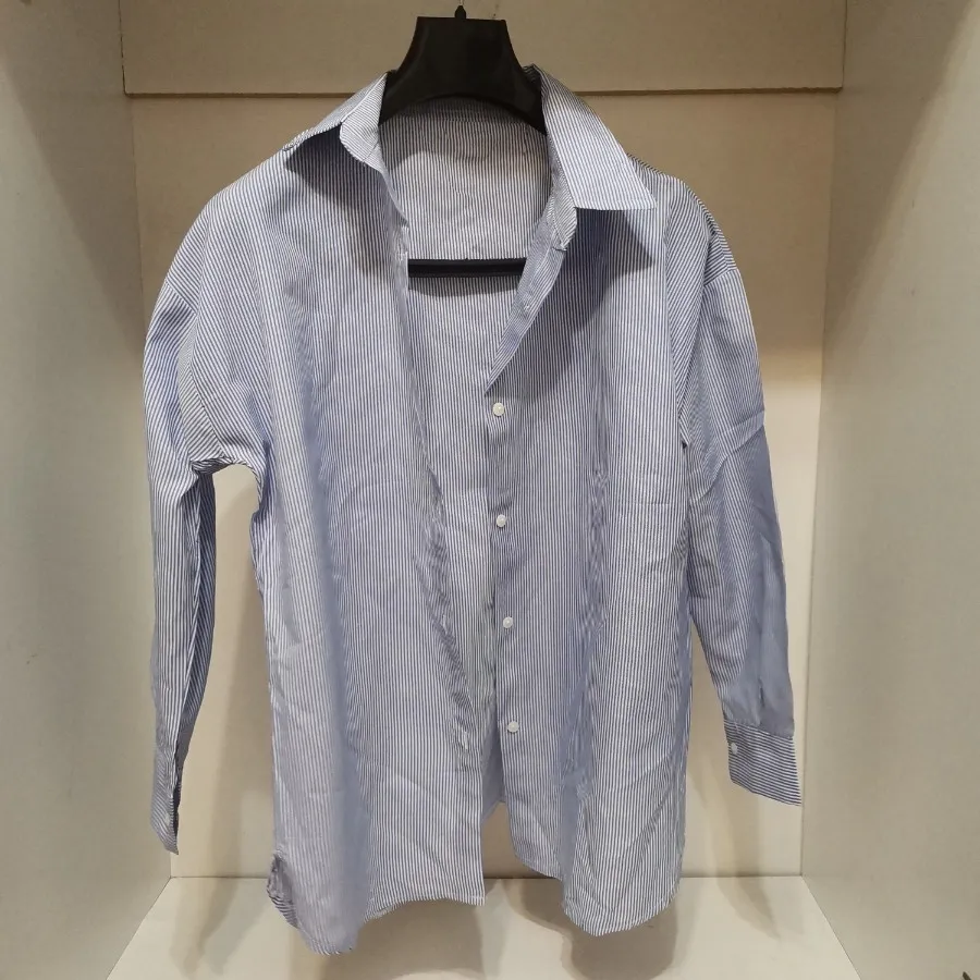 شومیز آبی راه راه بدون جی