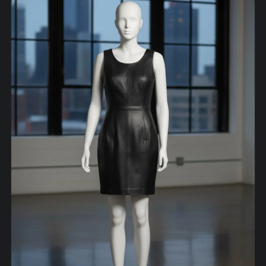 پیراهن منگو مشکی چرم