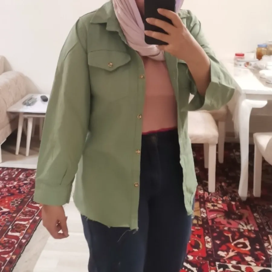 شومیز جین کتون سبز