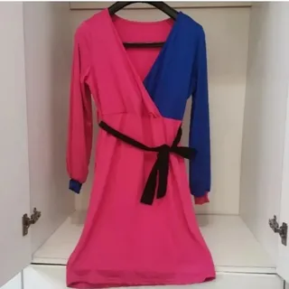 لباس مجلسی دورنگ آبی سرخا