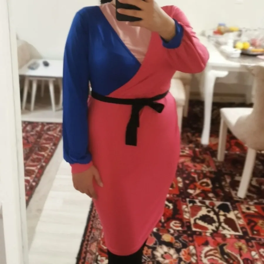 لباس دورنگی مجلسی سرخابی