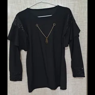 شومیز  مشکی پولکی