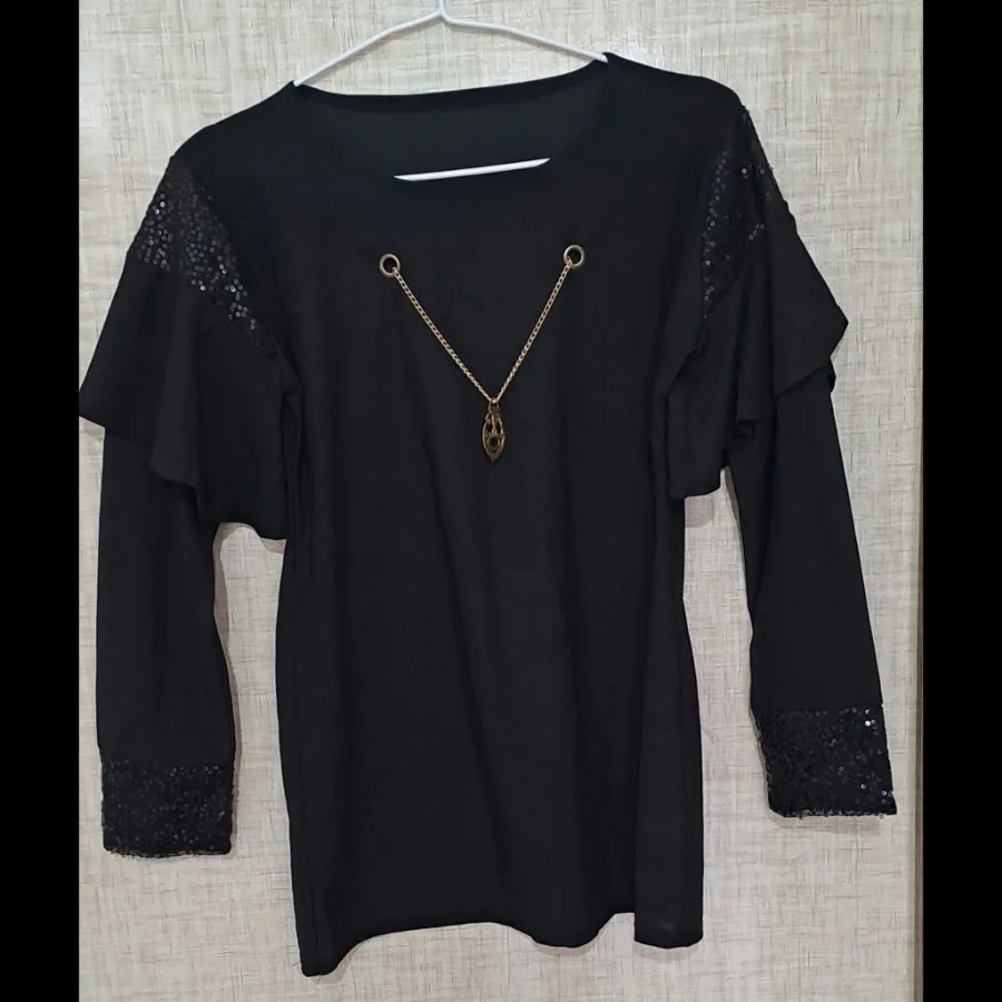 شومیز  مشکی پولکی