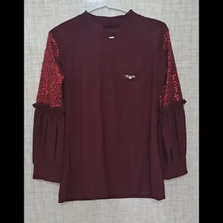 شومیز زرشکی پولکی