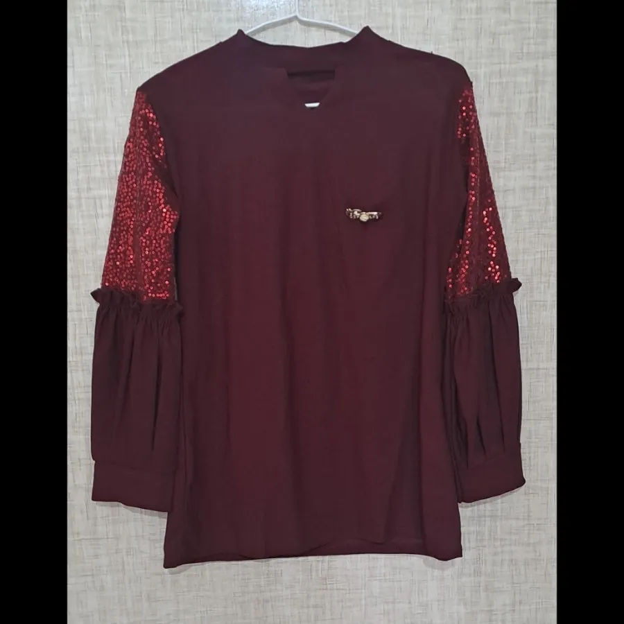 شومیز زرشکی پولکی